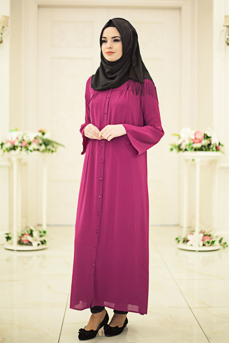 Hewes Line - Plum Color Hijab Dress 538MU