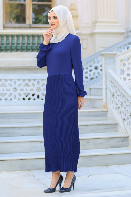 Hewes Line - Purple-Blue Hijab Dress 589MRC