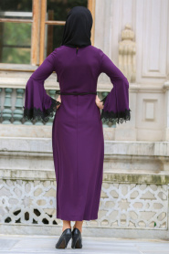 Hewes Line - Purple Hijab Dress 569MOR - Thumbnail
