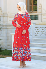 Hewes Line - Red Hijab Dress 590K - Thumbnail