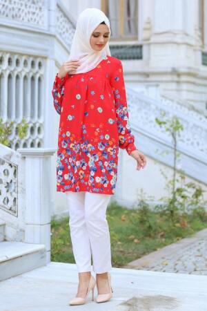 Hewes Line - Red Hijab Tunic 3086K - 1