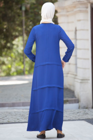 Hewes Line - Sax Blue Hijab Dress 523SX - Thumbnail