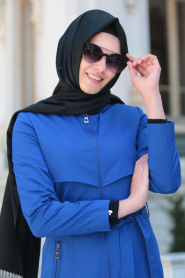 Hewes Line - Sax Color Hijab Coat 149TB - Thumbnail