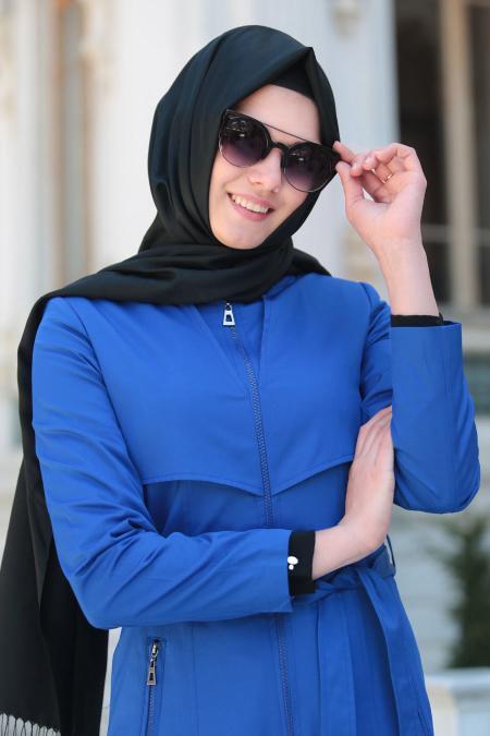 Hewes Line - Sax Color Hijab Coat 149TB - 3
