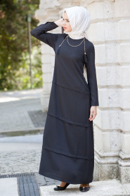 Hewes Line - Siyah Tesettür Elbise 523S - Thumbnail