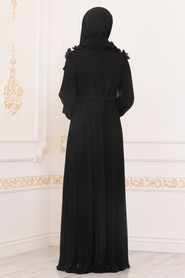 Hijab Evening Dress - Black Hijab Evening Dress 22570S - Thumbnail