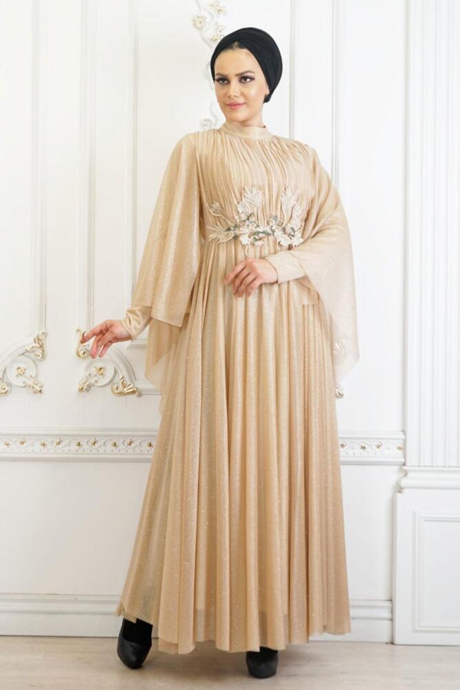 Hijab Evening Dress - Gold Hijab Evening Dress 2249GOLD - 1