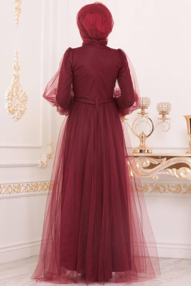 Hijab Evening Dress - Mahogany Hijab Evening Dress 40020BR - 3