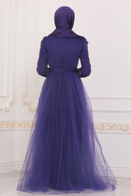 Hijab Evening Dress - Purple Hijab Evening Dress 40242MOR - Thumbnail