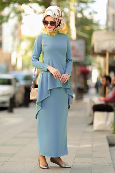 Huile Bleu- Nayla Collection - Combination Hijab 10280PM - 2