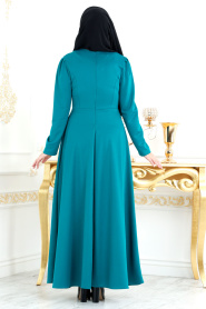 Huile Bleu - Nayla Collection - Robe Hijab 20960PM - Thumbnail