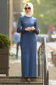 Huile Bleu - Nayla Collection - Robe Hijab 5123PM - Thumbnail