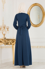 Huile Bleu - Nayla Collection - Robe Hijab 77970PM - Thumbnail