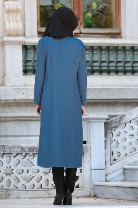 Huile Bleu - Neva Style - Manteau Hijab 52390PM - 2