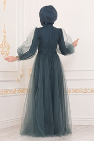 Hulie Vert - Tesettürlü Abiye Elbise - Robe de Soirée Hijab - 40020PY - Thumbnail