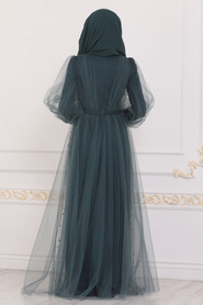 Hulie Vert - Tesettürlü Abiye Elbise - Robe de Soirée Hijab - 40601PY - Thumbnail