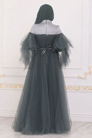 Hulie Vert - Tesettürlü Abiye Elbise - Robe de Soirée Hijab - 40772PY - Thumbnail