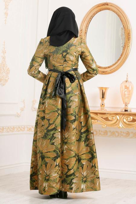 Hulie Vert-Tesettürlü Abiye Elbise - Robe de Soirée Hijab 82459PY - 2
