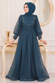 Hulie Vert- Tesettürlü Abiye Elbise - Robes de Soirée Hijab - 40302PM - Thumbnail