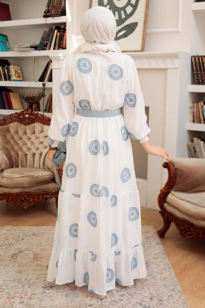 İce Blue Hijab Dress 10384BZM - 2