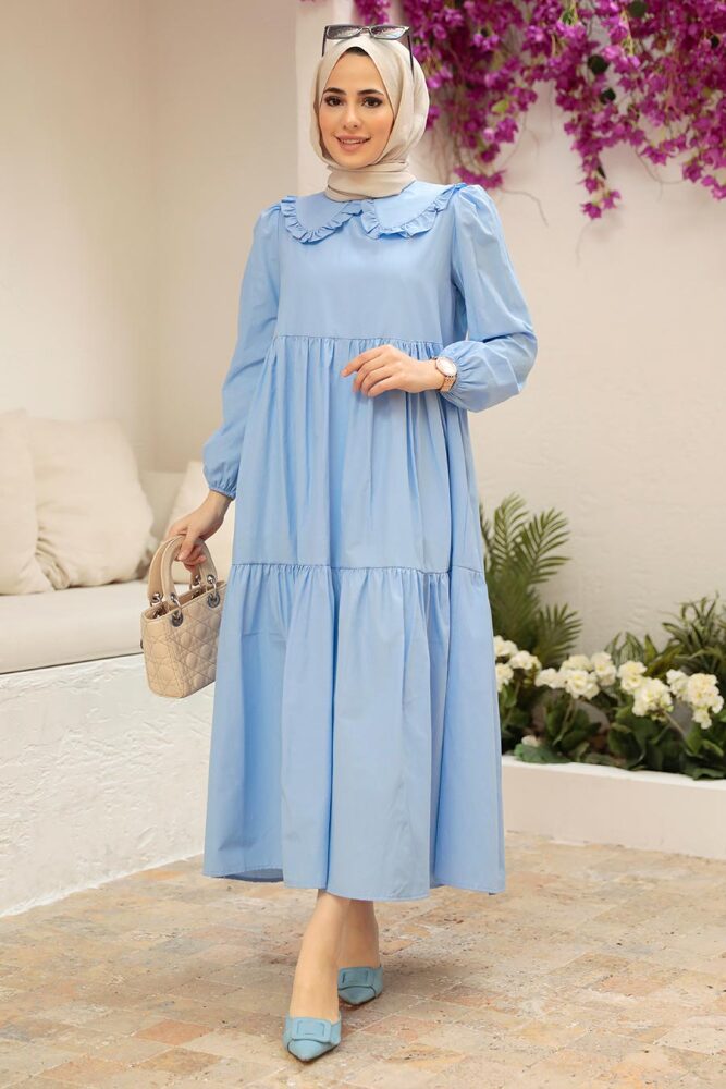 İce Blue Hijab Dress 50081BZM - 2