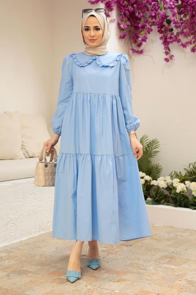 İce Blue Hijab Dress 50081BZM - 3