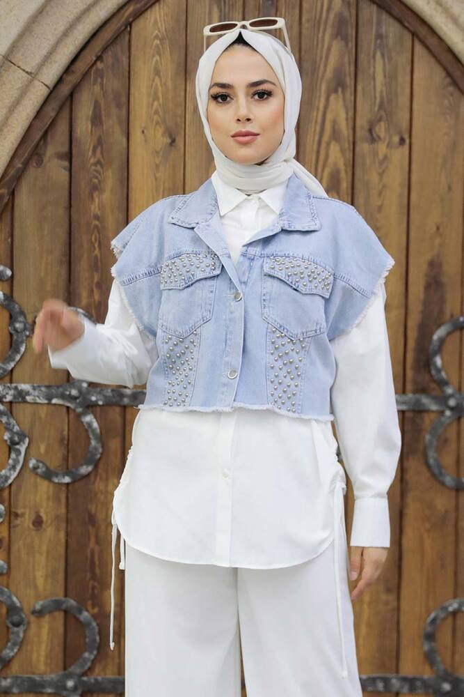 İce Blue Hijab Tunic 9098BZM - 2