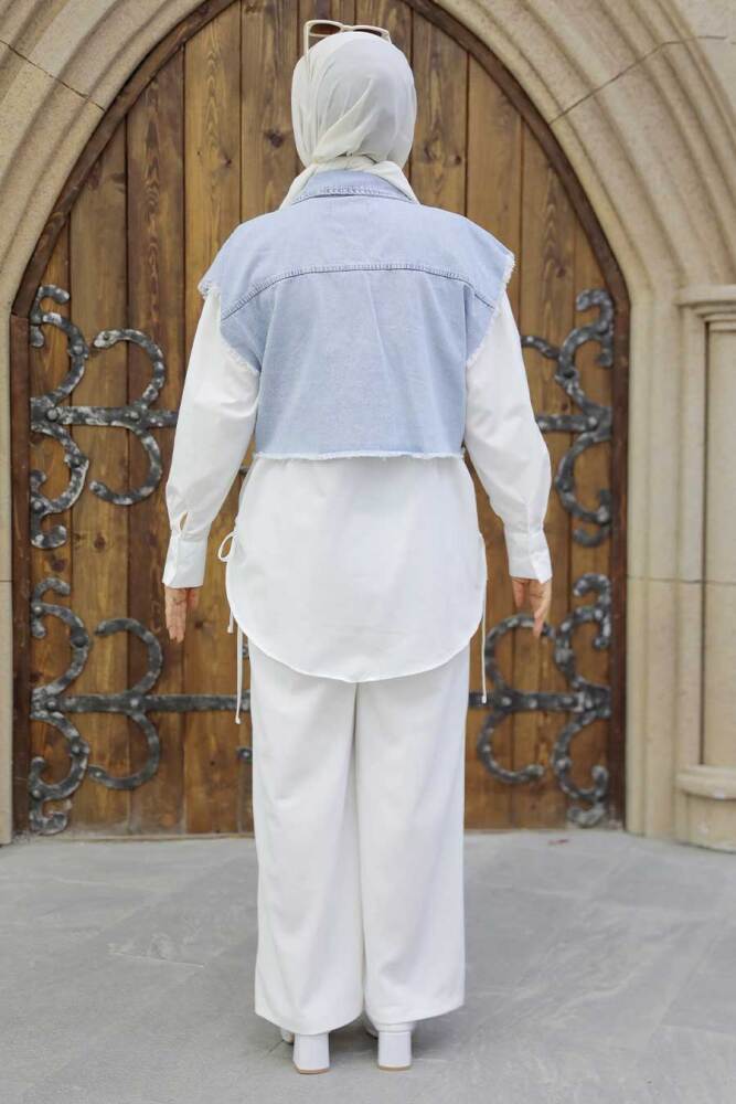 İce Blue Hijab Tunic 9098BZM - 3