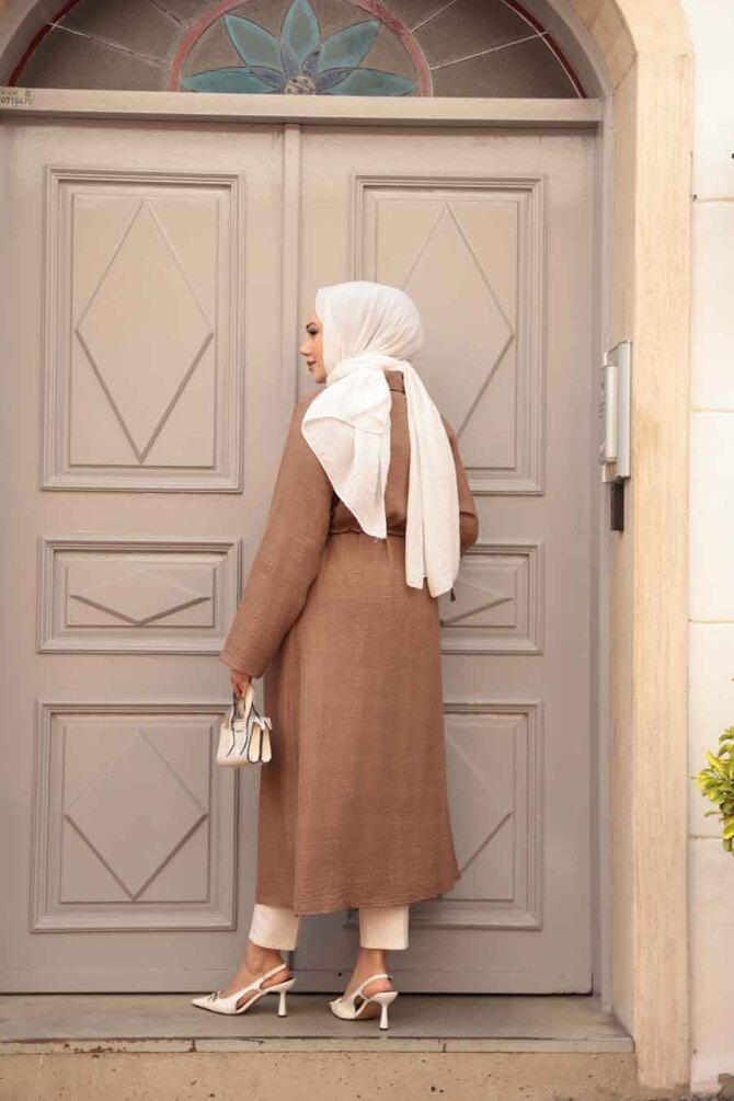 İnci Detaylı Camel Tesettür Kap 6714C - 3