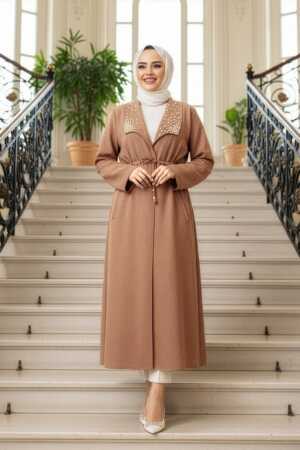 İnci Detaylı Camel Tesettür Kap 6714C 