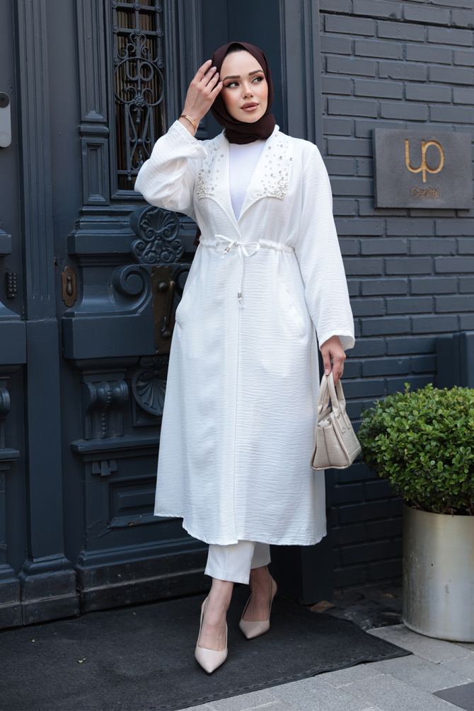 İnci Detaylı Ekru Tesettür Kap 6714E - 1