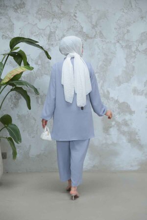 İnci Detaylı Gri Tesettür İkili Takım 12802GR - 4