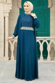 Indigo Bleu - Nayla Collection - Robe de Soirée Hijab 25700IM - Thumbnail