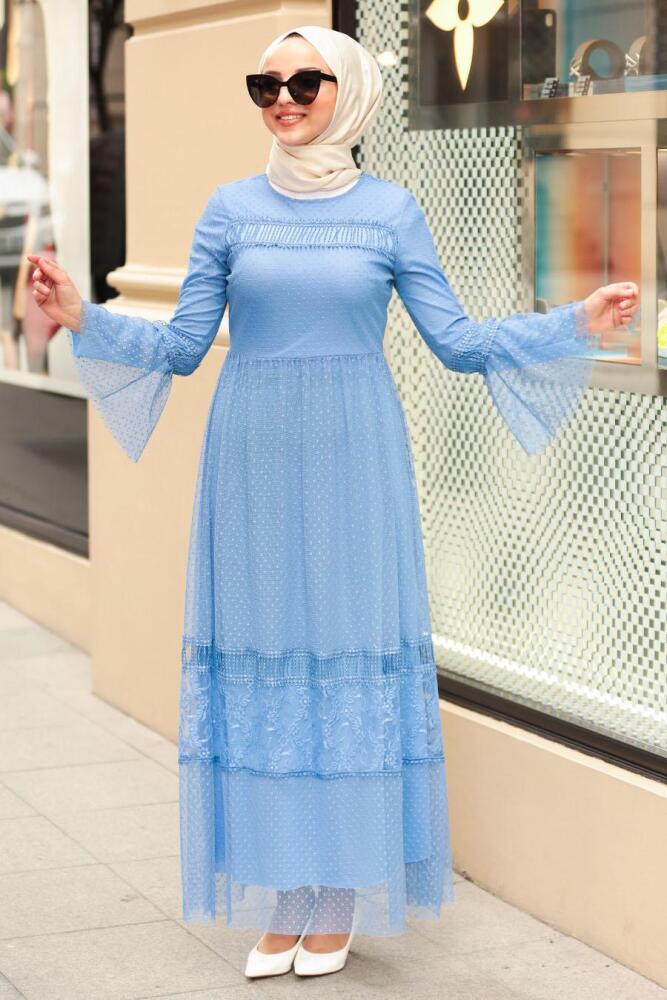 Indigo Bleu- Nayla Collection - Robe Hijab 10353IM - 1