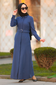 Indigo Bleu- Nayla Collection - Robe Hijab 42540IM - Thumbnail