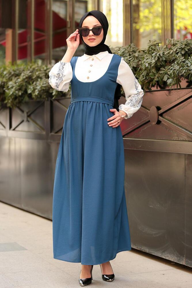 Indigo Bleu- Nayla Collection - Robe Hijab 80091IM - 1