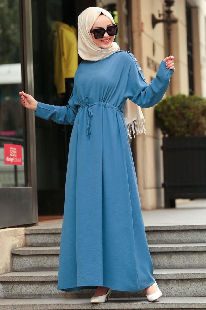 Indigo Bleu- Nayla Collection - Robe Hijab 8021IM - 1