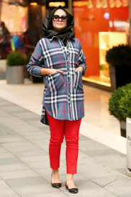 Indigo Bleu - Nayla Collection Tunique Hijab 13138IM - Thumbnail
