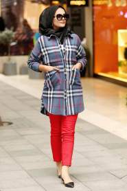 Indigo Bleu - Nayla Collection Tunique Hijab 13138IM - Thumbnail