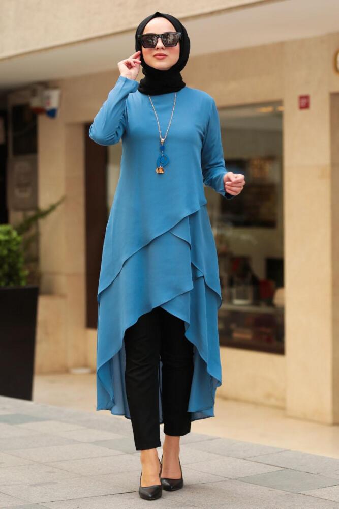 Indigo Bleu- Nayla Collection - Tunique Hijab 2266IM - 1