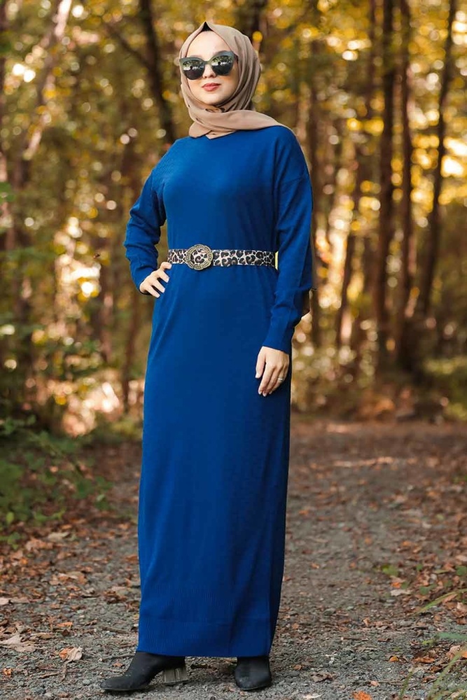 Indigo Bleu -Neva Style - Robe En Tricot Hijab - 10071IM - 1