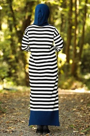 Indigo Bleu -Neva Style - Robe En Tricot Hijab - 10490IM - Thumbnail