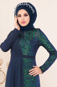Indigo Bleu - Tesettürlü Abiye Elbise - Robes de Soirée Hijab 85591IM				 - Thumbnail
