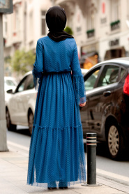 İndigo Blue Hihab Dress 100412IM - Thumbnail