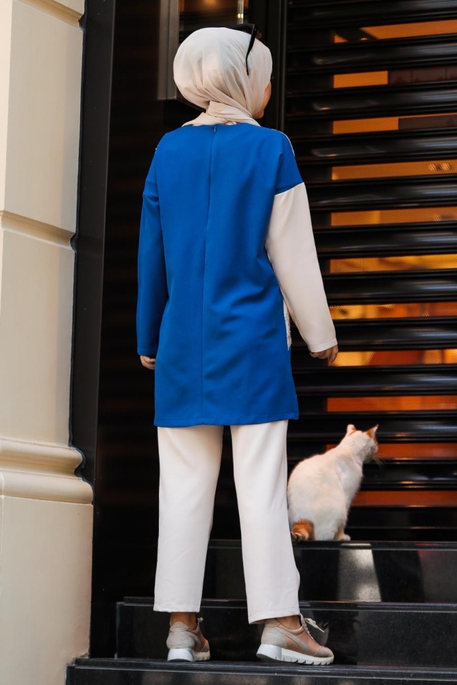 İndigo Blue Hijab Casual Suit 1290IM - 3