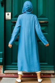 İndigo Blue Hijab Coat 17250IM - Thumbnail
