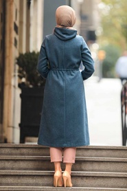 İndigo Blue Hijab Coat 5565IM - Thumbnail