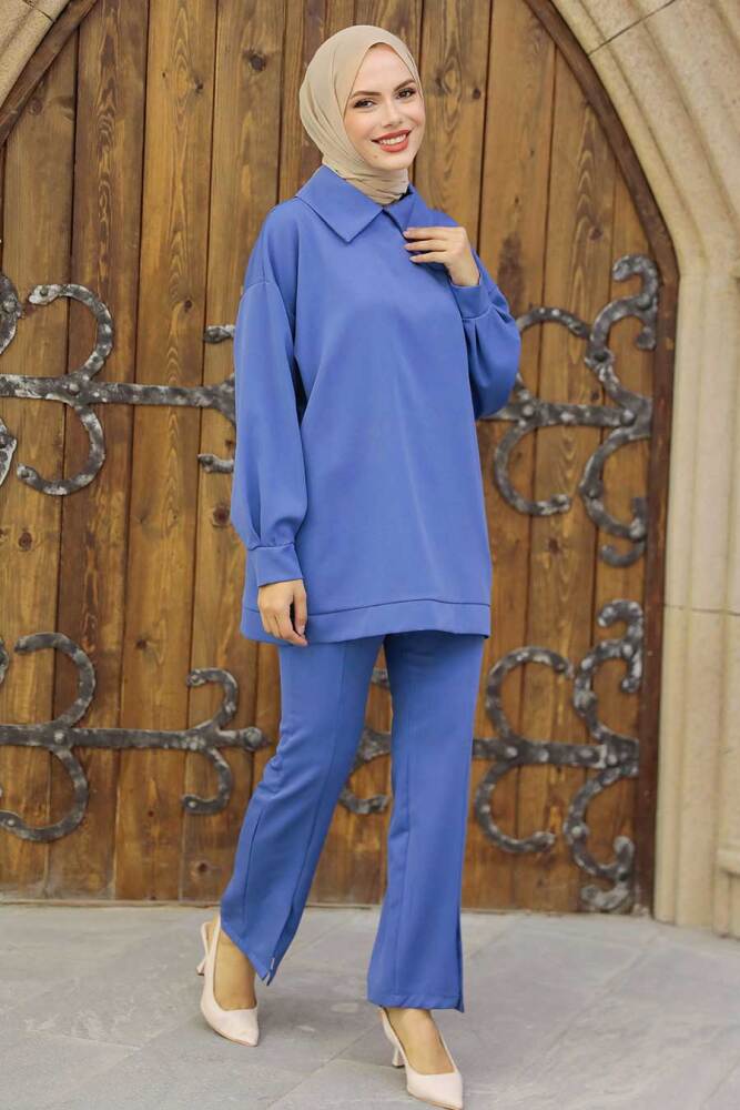 İndigo Blue Hijab Double Suit 5211IM - NEVA STYLE