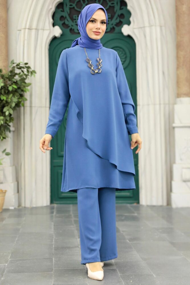 İndigo Blue Hijab Double Suit 52301IM - 1
