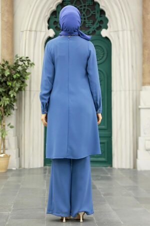 İndigo Blue Hijab Double Suit 52301IM - 3